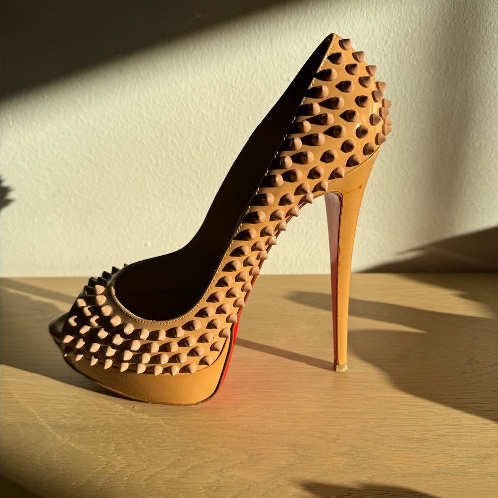 Christian Louboutin size 41 all over spike heels in the perfect nude